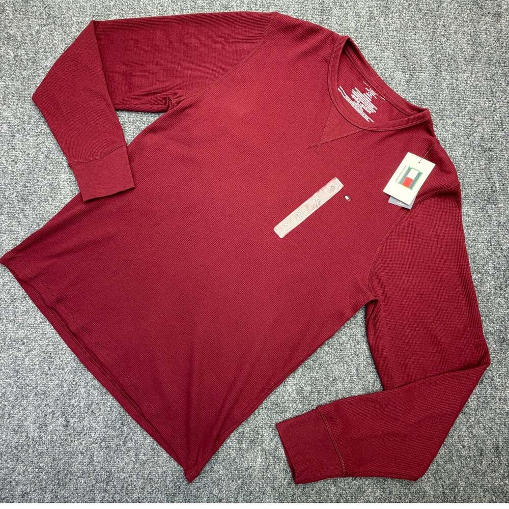 Tommy Hilfiger Mens XL Thermal Sleep Shirt Port Burgundy Waffle Knit NWT